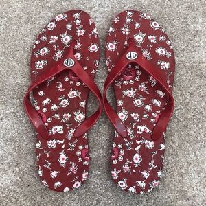 Women Red Coach Abbigail Floral Rubber Flip Flops